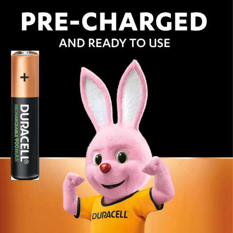 Set 4 Baterii Acumulatori Duracell AAA, Reincarcabile, Pre-incarcate, 900 mAh, pentru Dispozitive Electronice de Uz Zilnic, Gata de Utilizare [2]