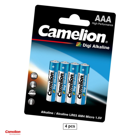 Energy - Set 4 baterii alcaline Camelion Digi Alkaline AAA LR03, 1.5 V, 10.5 x 44.5 mm, in blister