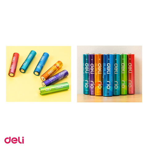 Set 4 baterii alcaline colorate Deli AAA R3, 1.5 V, fara mercur si cadmiu [3]