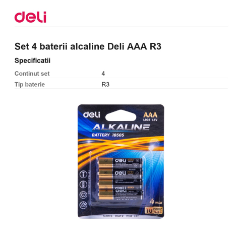Set 4 baterii alcaline Deli AAA R3 [2]