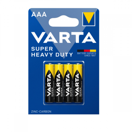 Baterii Heavy Duty - Set 4 baterii zinc-carbon LR03, Varta Super Heavy Duty 67618, AAA, 1.5V, in blister