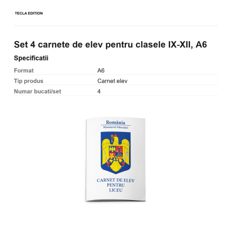Set 4 carnete de elev pentru clasele IX-XII, A6 [2]
