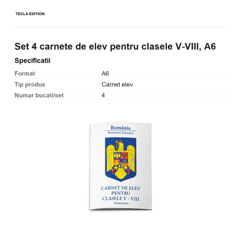 Set 4 carnete de elev pentru clasele V-VIII, A6 [2]