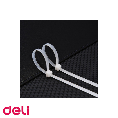 Set 4 coliere plastic zimtate Deli, 200 mm, albe, pentru cabluri si bricolaj [4]