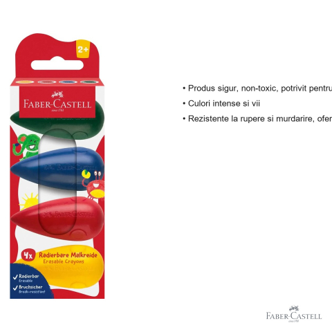 Set 4 creioane cerate bulb Faber-Castell, forma ergonomica, pentru copii mici [2]