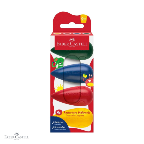 Creioane cerate - Set 4 creioane cerate bulb Faber-Castell, forma ergonomica, pentru copii mici