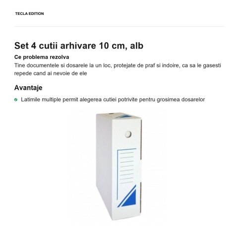 Set 4 cutii arhivare 10 cm, alb [1]
