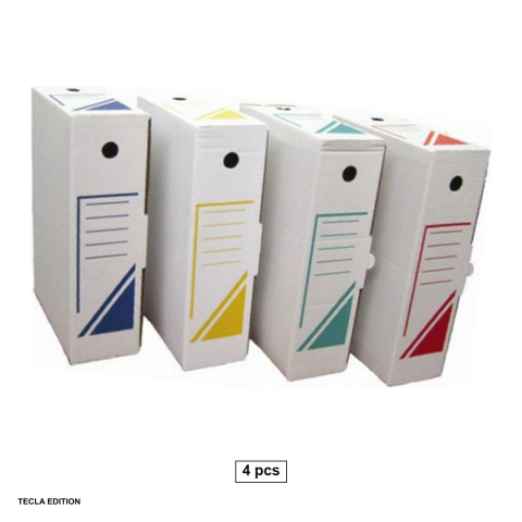 Birotica papetarie - Set 4 cutii arhivare 8 cm, alb