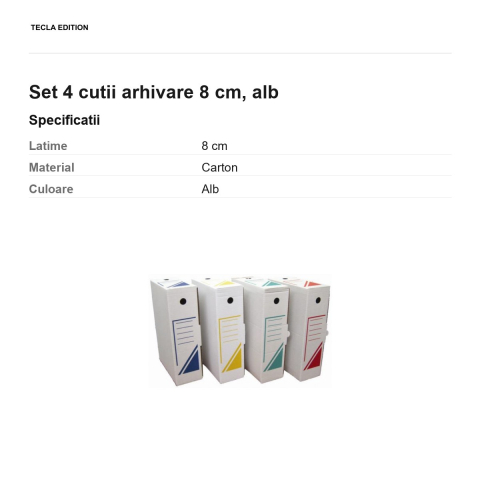 Set 4 cutii arhivare 8 cm, alb [2]