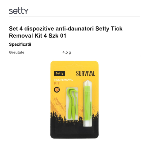 Set 4 dispozitive anti-daunatori Setty Tick Removal Kit 4 Szk 01 [2]