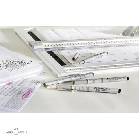 Set 4 linere Faber-Castell Ecco Pigment negre, varf metalic, rezistente la apa, pentru desen si schite [3]