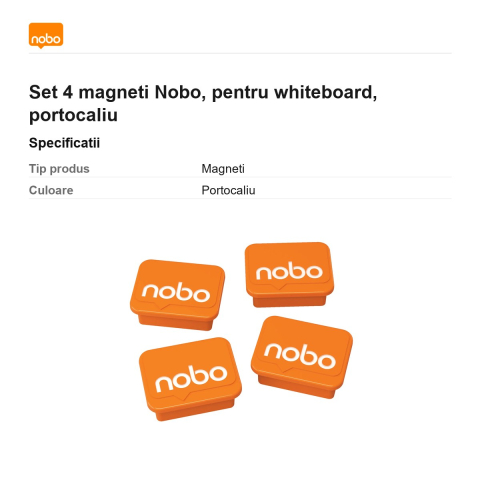 Set 4 magneti Nobo, pentru whiteboard, portocaliu [2]