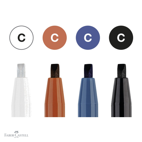 Set 4 markere caligrafice Faber-Castell Pitt Artist Pen, varf caligrafic 2.5 mm, cerneala pigmentata rezistenta la apa [3]