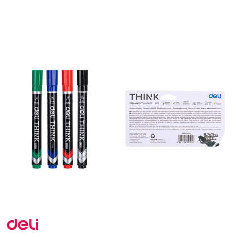 Set 4 markere de 1.5-5mm, Deli, permanent varf, tesit, scris asortate [3]