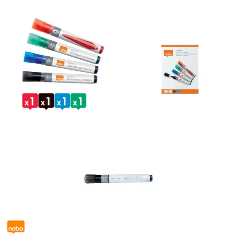 Set 4 markere Nobo, cu cerneala lichida, pentru whiteboard si flipchart, varf 3 mm, 4 culori [4]