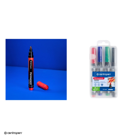 Set 4 markere permanente Centropen 8566, varf rotund 2.5 mm, 4 culori [3]
