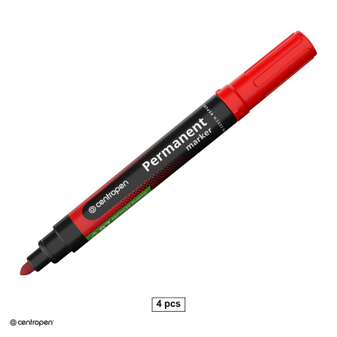 Marker permanent - Set 4 markere permanente Centropen 8566, varf rotund 2.5 mm, 4 culori