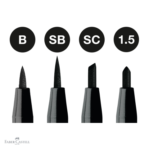 Set 4 markere Pitt Artist Pen Faber-Castell, cerneala neagra rezistenta la apa, pentru schite si ilustratie [3]
