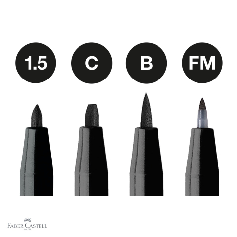 Set 4 markere Pitt Artist Pen Faber-Castell, cerneala permanenta negru, pentru desen si ilustratie [3]