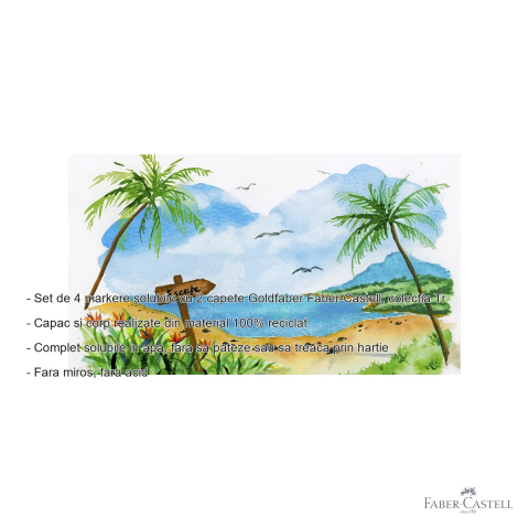 Set 4 markere solubile cu 2 capete Faber-Castell Goldfaber, colectia Tropical Toucan, pentru pictura si desen [1]