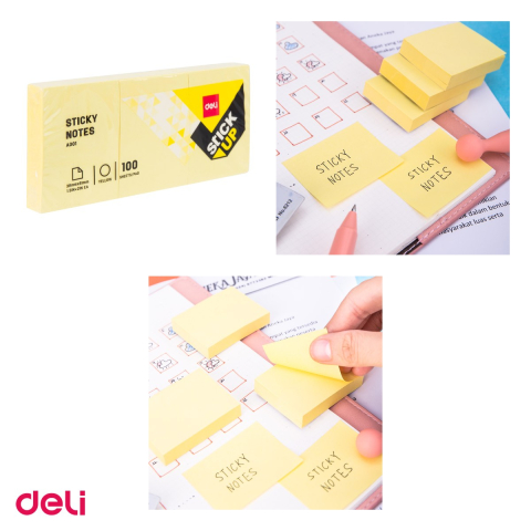Set 4 notesuri Deli, adeziv 3x38x51 galben 100 file, 38x51 mm [3]
