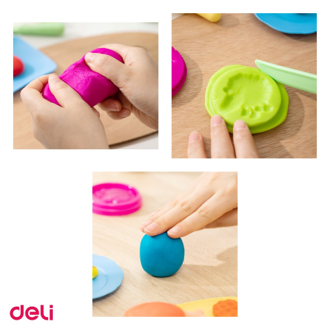 Set 4 plastiline Deli, 4 culori, modelaj 100 g [3]