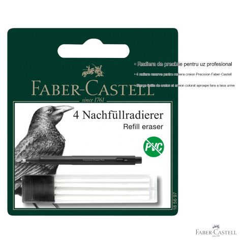 Set 4 radiere rezerva Faber-Castell Precision, pentru radiera creion, uz profesional [2]