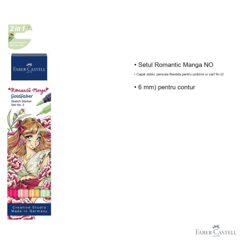 Set 4 sketch markere Faber-Castell Goldfaber Romantic Manga No.2, capat dublu, pentru ilustratii manga si benzi desenate [2]