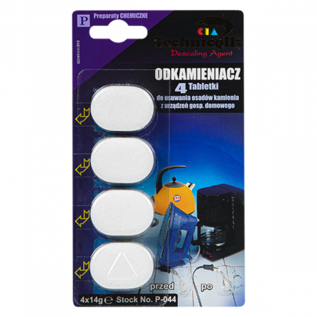 Cafetiere - Set 4 tablete detartrante, 4 x 14g, pentru aparate casnice si sanitare, Technicqll P-044, albe