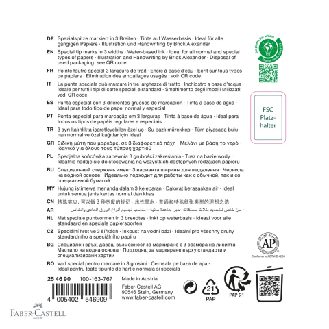 Set 4 textmarkere Faber-Castell Graffiti, varf tesit 1-5 mm, culori fluorescente, plastic reciclat [3]