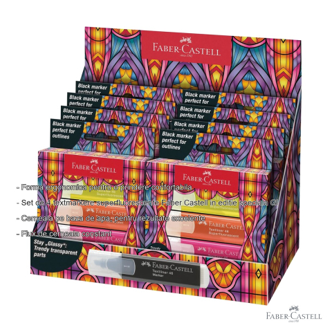 Set 4 textmarkere superfluorescente Faber-Castell Glassy, varf tesit, editie speciala [1]
