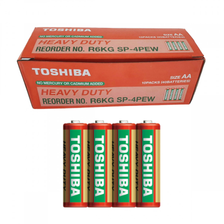 Baterii Heavy Duty R06 - Set 40 baterii AA, Toshiba Heavy Duty, R6, 1.5V, ambalate in folie