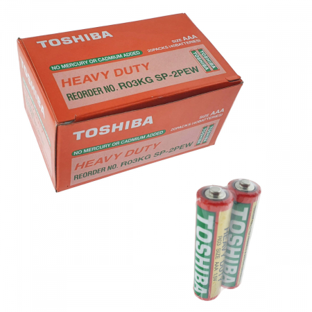 Baterii Heavy Duty - Set 40 baterii AAA, Toshiba Heavy Duty, R3, 1.5V, ambalate in folie