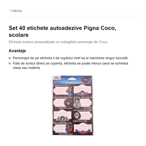 Set 40 etichete autoadezive Pigna Coco, scolare [1]