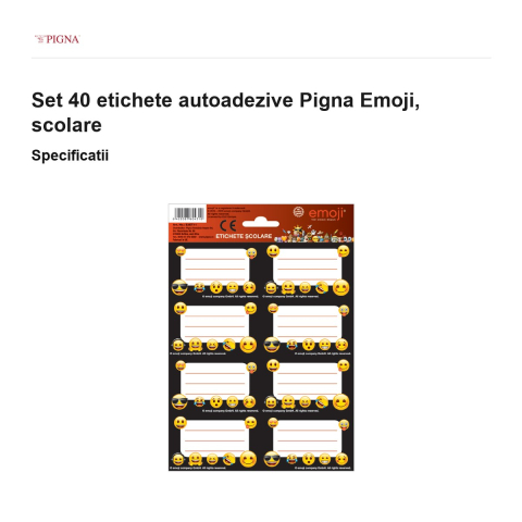 Set 40 etichete autoadezive Pigna Emoji, scolare [2]