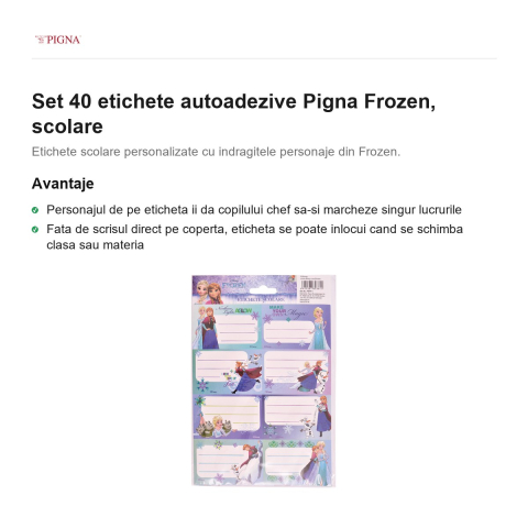 Set 40 etichete autoadezive Pigna Frozen, scolare [1]