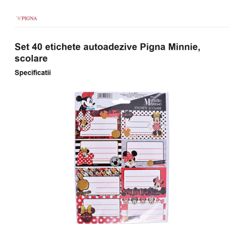 Set 40 etichete autoadezive Pigna Minnie, scolare [2]