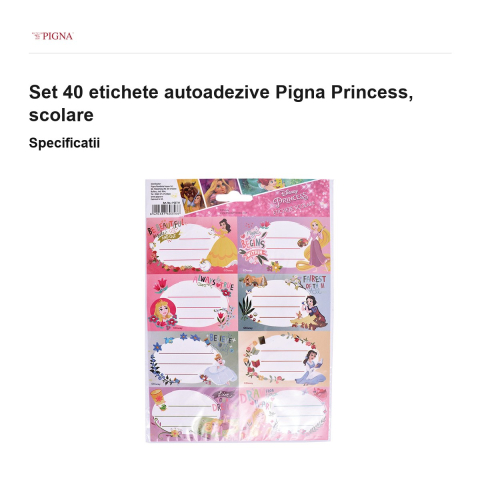 Set 40 etichete autoadezive Pigna Princess, scolare [2]