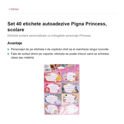 Set 40 etichete autoadezive Pigna Princess, scolare [1]