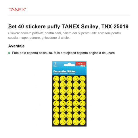 Set 40 stickere puffy TANEX Smiley, TNX-25019 [1]