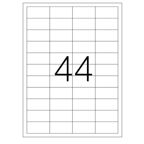 Set 4400 etichete autoadezive A4, 100 coli, 44 etichete/coala, 48.5x25.4 mm, albe, colturi drepte, pentru imprimante laser si inkjet, Tanex TW-2044 [1]