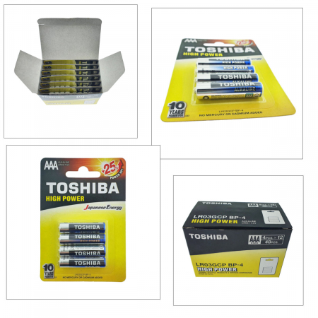 Set 48 baterii LR03 alcaline, Toshiba High Power AAA, 1.5V, in blistere [2]