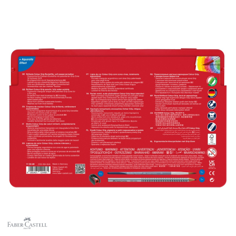 Set 48 creioane colorate Faber-Castell Grip 2001, solubile in apa, cutie metal, pentru copii si elevi [3]
