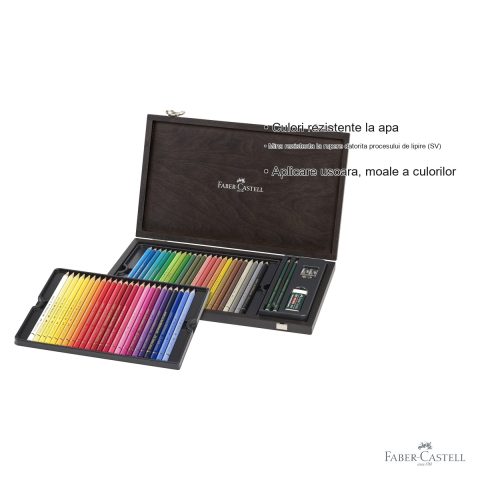 Set 48 creioane colorate Faber-Castell Polychromos in cutie din lemn, pigmenti premium, pentru artisti profesionisti [2]