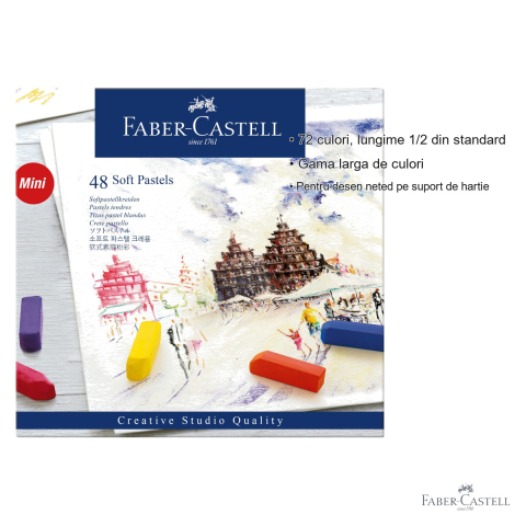 Set 48 creioane pastel soft mini Faber-Castell, format redus, pentru desen si tehnici mixte [2]