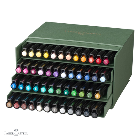 Set 48 markere Faber-Castell Pitt Artist Pen Brush, varf pensula, cutie studio, pentru arta si schite [3]