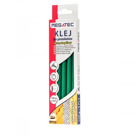 Set 5 baghete din silicon verde, 11.2mm diametru x 200 mm lungime, Megatec 10212, rezerve pentru pistol de lipit [2]