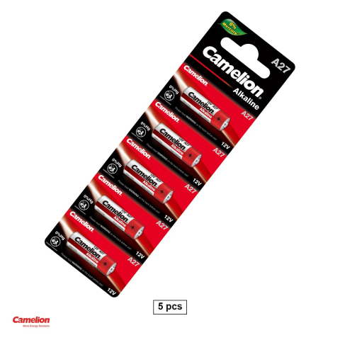 Energy - Set 5 baterii alcaline Camelion A27 LR27A 27A, 12 V, 26 mAh, 8 x 28.5 mm, in blister