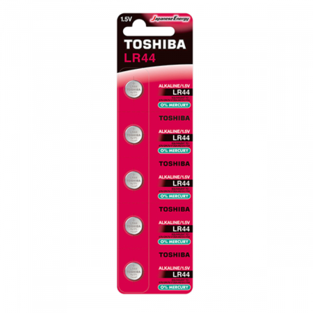 Set 5 Baterii alcaline Toshiba LR44 AG13, tip buton, 1.5V, 150 mAh, in blister [1]