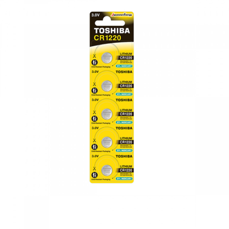Set 5 baterii Litiu 3V CR1220, tip moneda, Toshiba 10808, in blister [1]